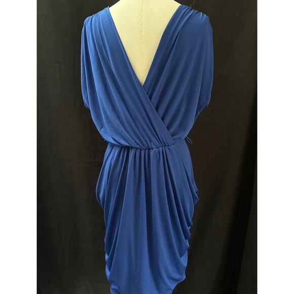Women’s Evogues Blue Satin High-Low V-Cut Dress Sz 3X - Picture 3 of 4
